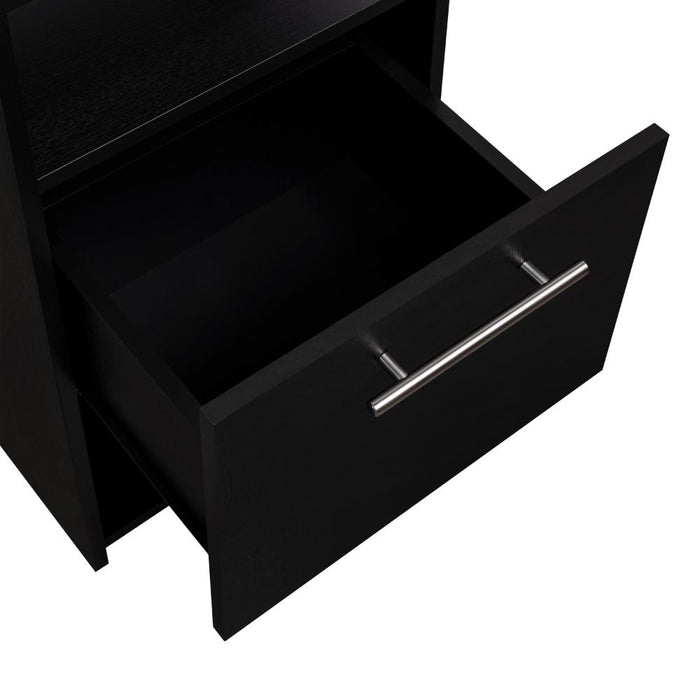 Mesa de Noche Alta Jena, Wengue, con cajon para guardar objetos