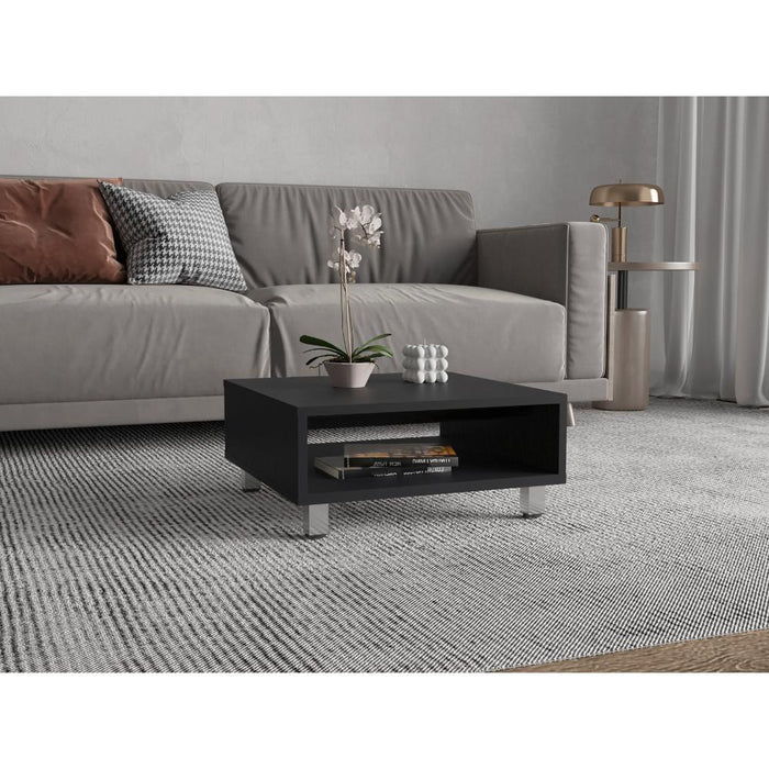 Mesa de centro pity, wengue, con patas en acero cromado