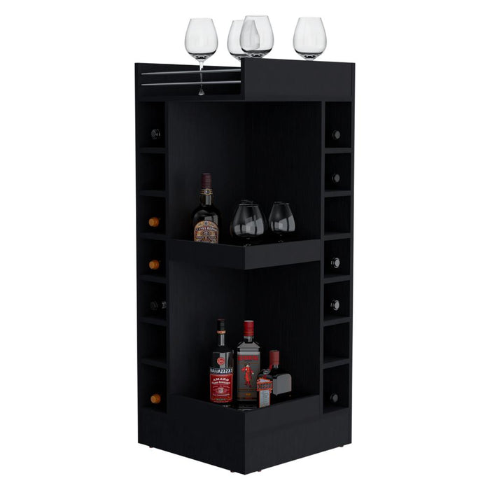 Bar Bajo Esquinero Lym, Wengue, con espacio para ubicar botellas ZF