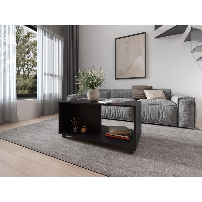 Mesa de Centro Patrick, Wengue, con espacio para colocar objetos decorativos