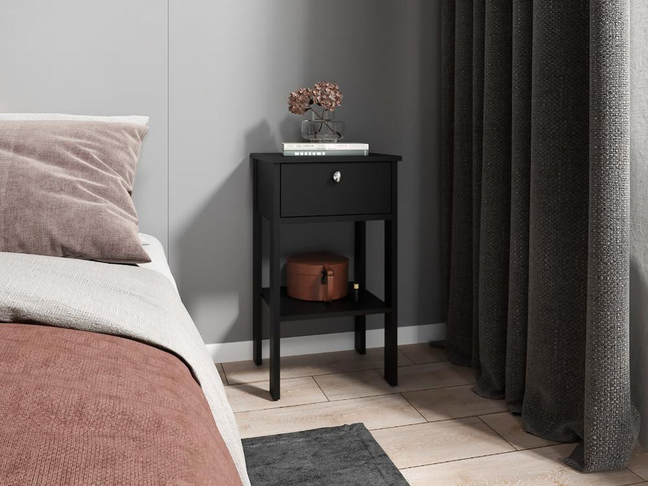 Mesa de Noche Camil II, Wengue, con un cajon y manija tipo boton ZF