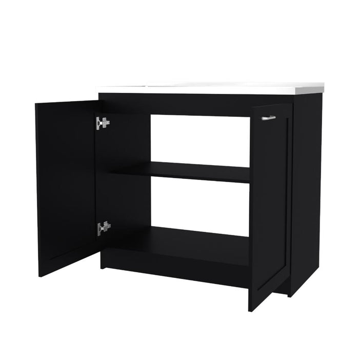 Gabinete Inferior Toronto, Wengue, con espacio de almacenamiento y manijas metálicas