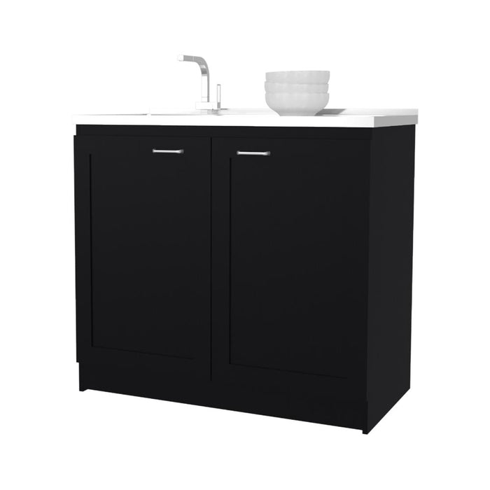 Gabinete Inferior Toronto, Wengue, con espacio de almacenamiento y manijas metálicas