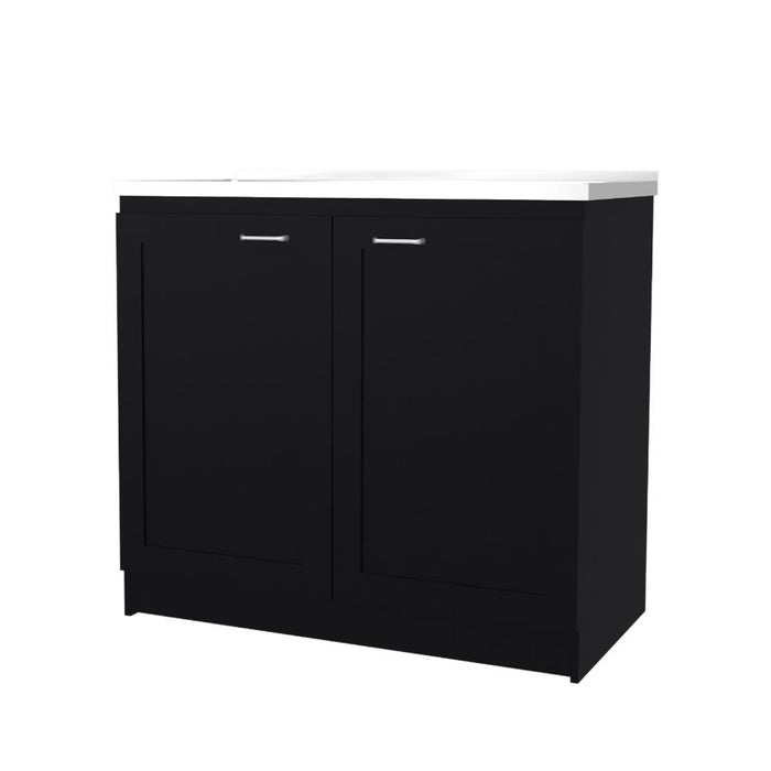 Gabinete Inferior Toronto, Wengue, con espacio de almacenamiento y manijas metálicas