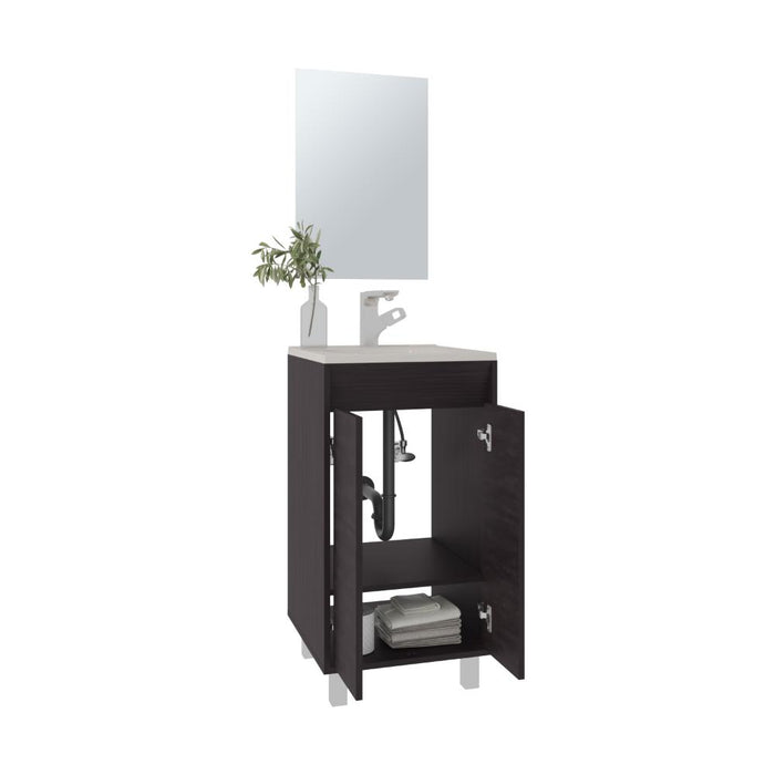 Combo Mueble Para Lavamanos Brandy, Wengue, Incluye Lavamanos Praia 45 y Espejo ZF