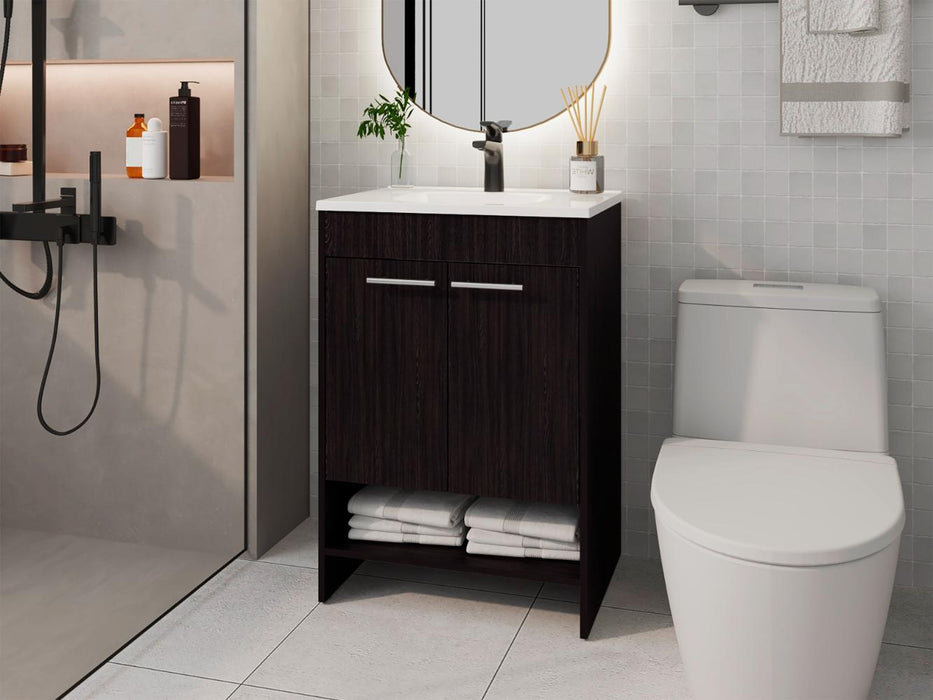 Mueble Para Lavamanos Lorenzo, Wengue, Incluye Lavamanos Praia 60 ZF
