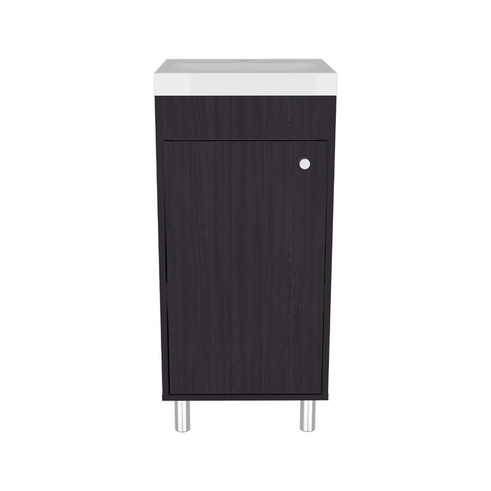 Mueble para Lavamanos Rivera, Wengue, con patas en acero y con gran espació para colocar objetos ZF