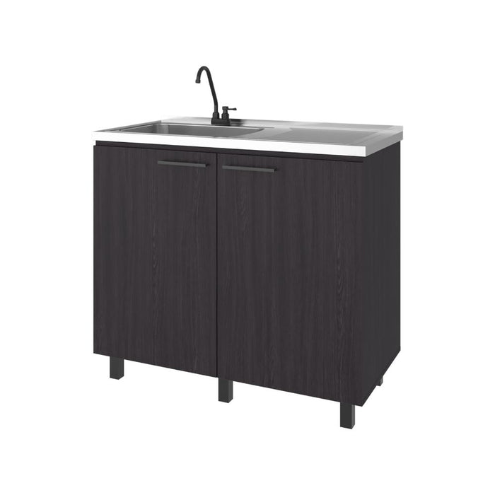 Gabinete Inferior Cantabria, Kronos Wengue, con dos Puertas Abatibles- Mesón Izquierdo y Grifería ZF