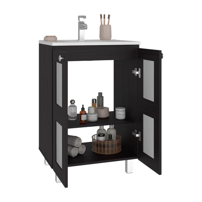 Mueble para Lavamanos Haysi, Wengue, dos puertas abatibles y entrepaño, incluye lavamanos ZF