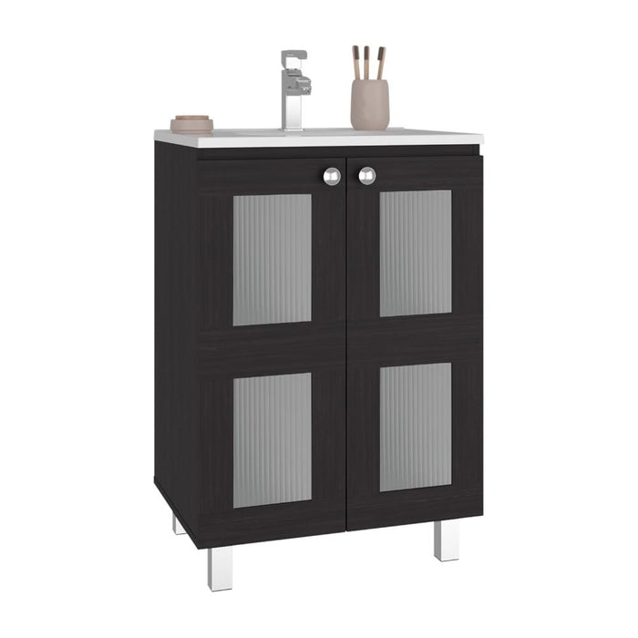 Mueble para Lavamanos Haysi, Wengue, dos puertas abatibles y entrepaño, incluye lavamanos ZF