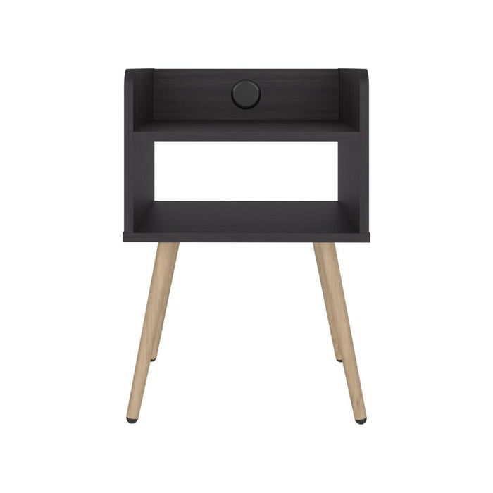 Mesa de Noche Didi USB, Kronos Wengue, con Espacio para Almacenar Objetos Pequeños ZF