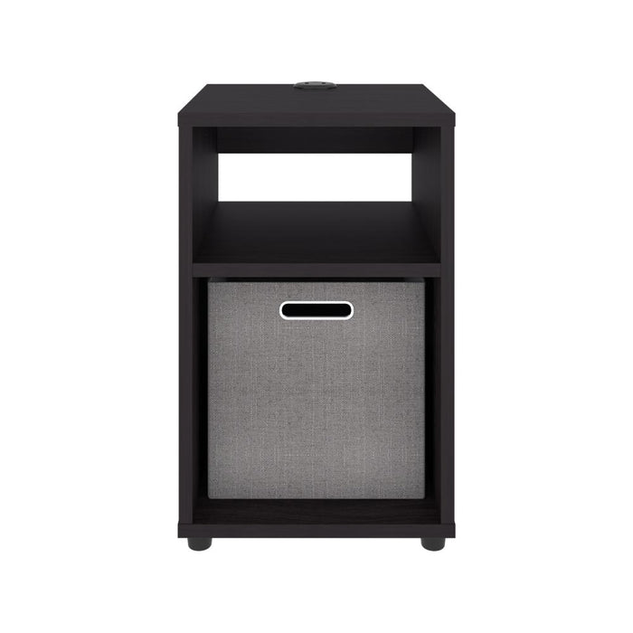 Mesa Auxiliar Mercer USB, Kronos Wengue, con Contenedor en Tela y Conector USB para tus Dispositivos ZF