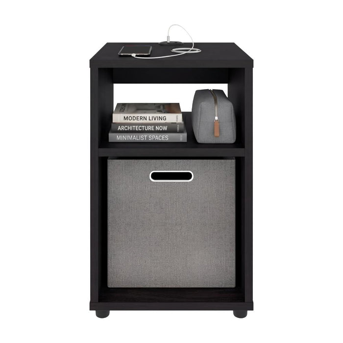 Mesa Auxiliar Mercer USB, Kronos Wengue, con Contenedor en Tela y Conector USB para tus Dispositivos ZF