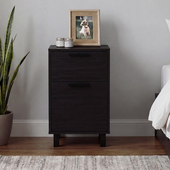 Mesa de Noche Secret, Kronos Wengue, con una Puerta y Cajón Secreto ZF