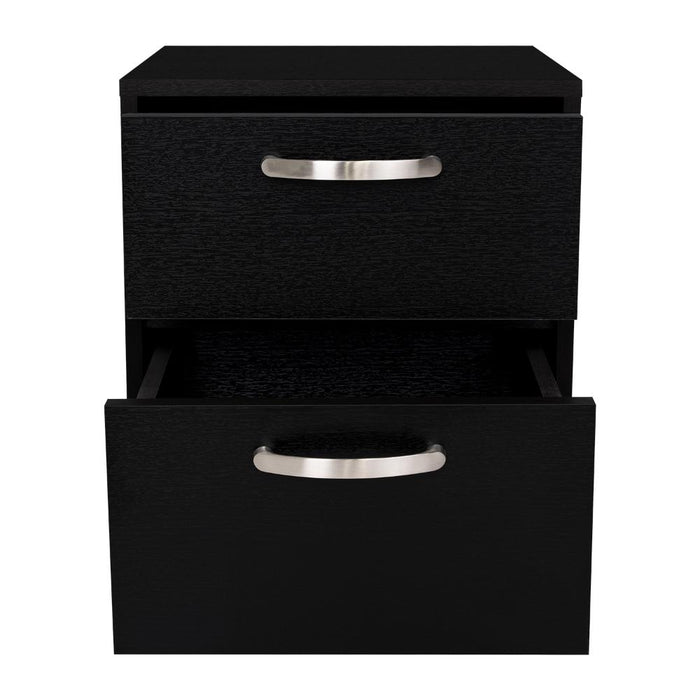 Mesa de Noche Elaxi, Wengue, con Dos Cajones Deslizables Como Correderas Metálicas