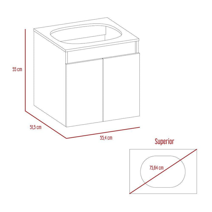 Mueble para Lavamanos Cascade, Wengue, con Espacio Para Ubicar Objetos de Aseo. No Incluye Lavamanos