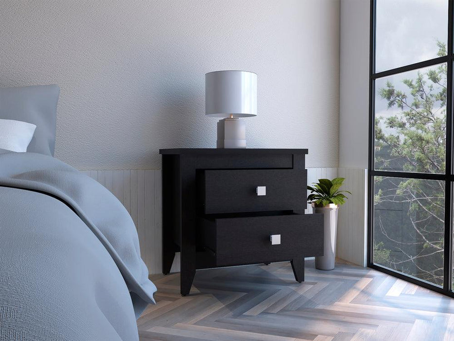 Mesa de Noche Dalot, Wengue, con Cajones y Diseño Moderno