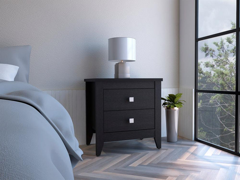 Mesa de Noche Dalot, Wengue, con Cajones y Diseño Moderno