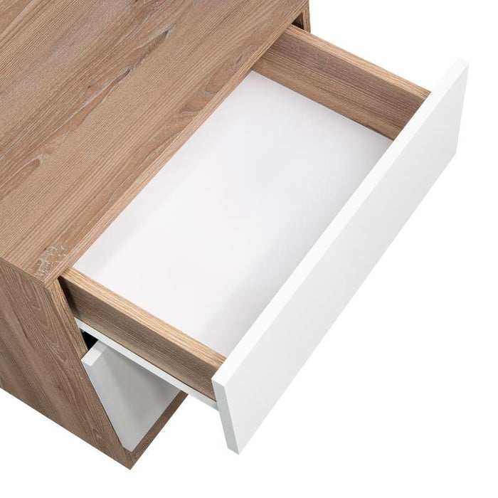 Mesa de Noche Nebrask, Fresno Europeo y Blanco, con Un Cajón Organizador