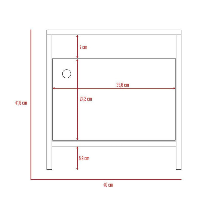 Mesa de Noche Tutto, Macadamia y Blanco, con Cajón Para Guardar Objetos Ideal Para Espacios Reducidos