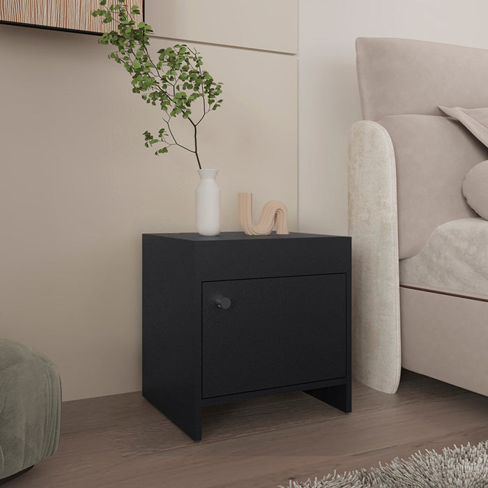 Mesa de Noche Tutto, Wengue, con Un Cajón Amplio Ideal Para Espacios Pequeños