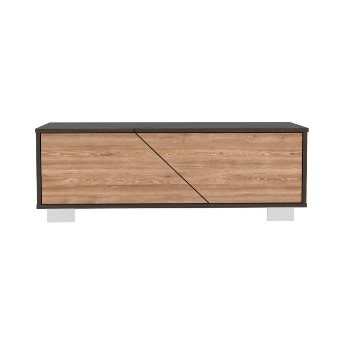 Mesa de Centro Orus, Nogal y Fresno Europeo, con Una Puerta y Patas de Acero
