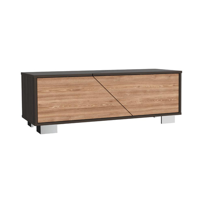 Mesa de Centro Orus, Nogal y Fresno Europeo, con Una Puerta y Patas de Acero