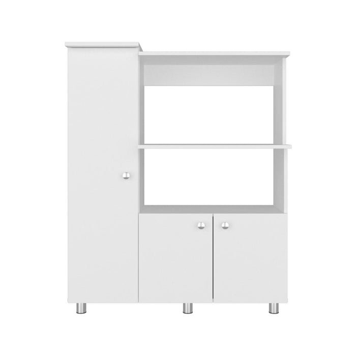Módulo Microondas Lilo, Blanco, con 2 Entrepaños y 3 Puertas para Guardar Implementos ZF