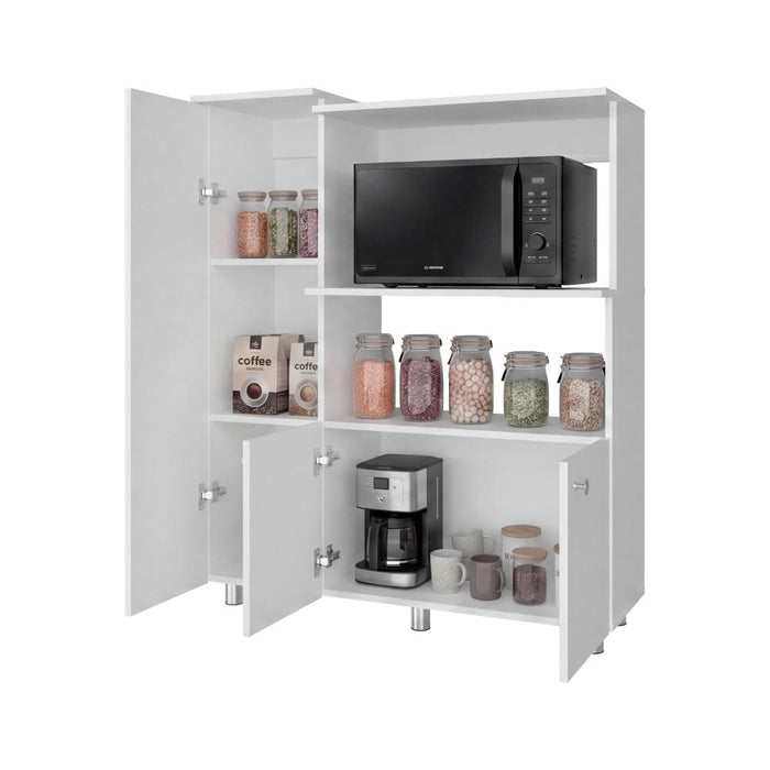 Módulo Microondas Lilo, Blanco, con 2 Entrepaños y 3 Puertas para Guardar Implementos ZF