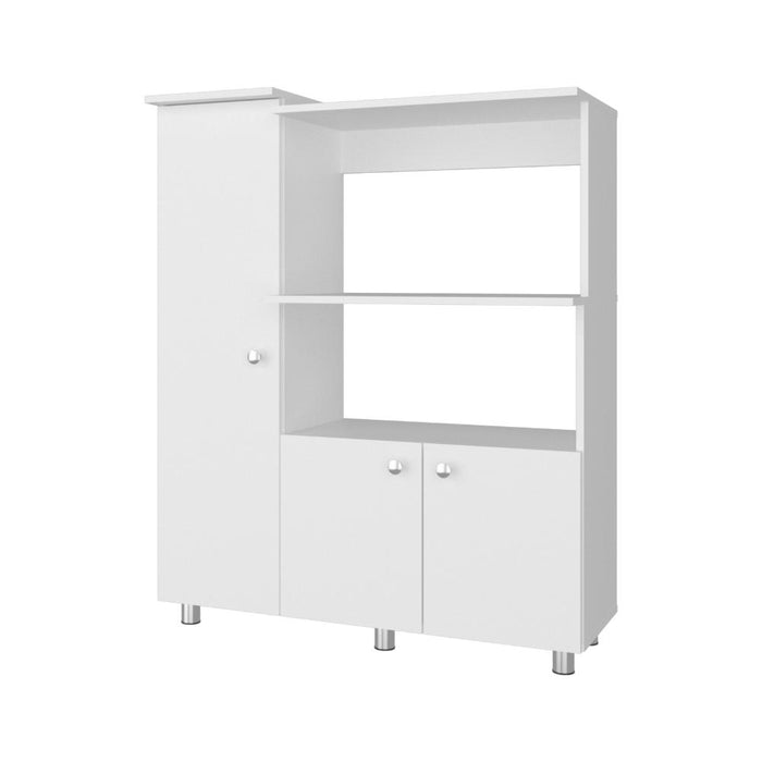 Módulo Microondas Lilo, Blanco, con 2 Entrepaños y 3 Puertas para Guardar Implementos ZF