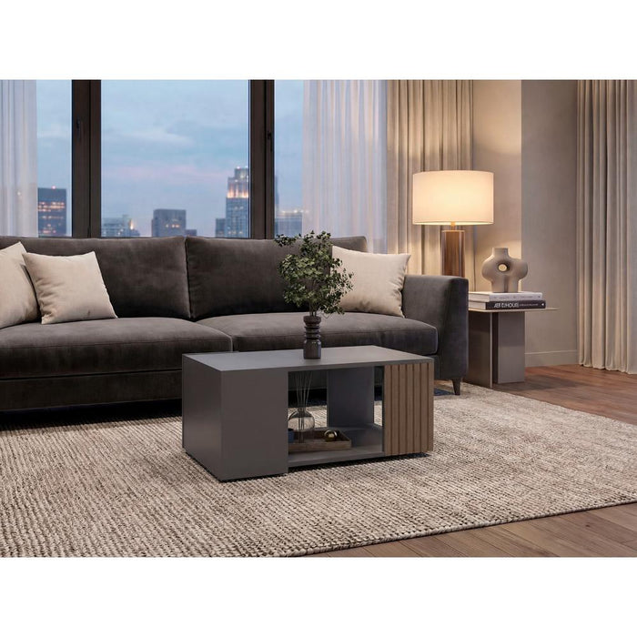 Mesa de Centro Bowie, Plomo y Ocaso, con Espacio para Objetos Decorativos