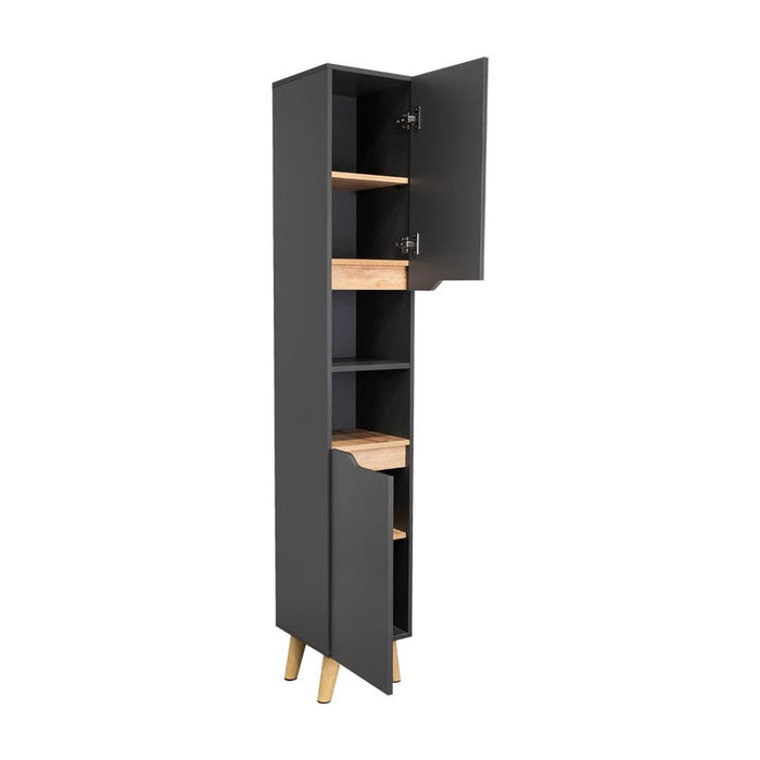 Mueble  Auxiliar para Baño Apolis, Plata Oscuro y Café claro, con un diseño minimalista y es de facil instalación