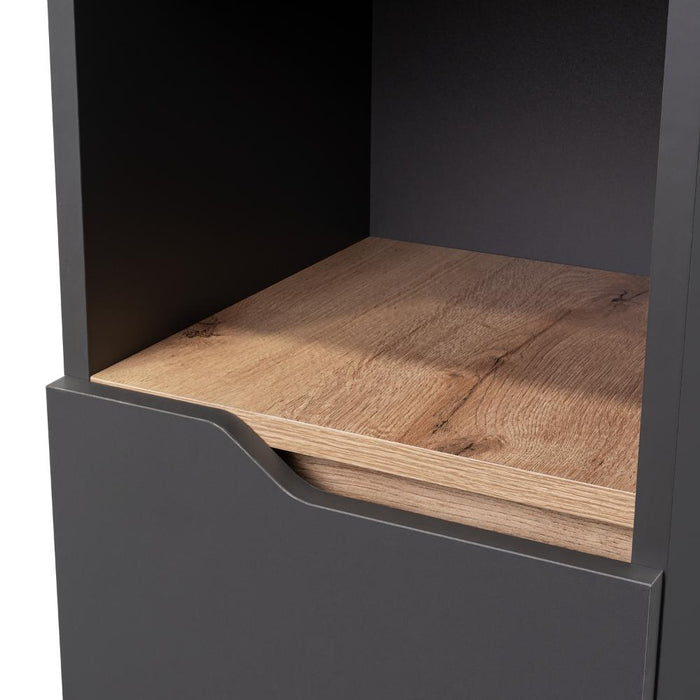 Mueble  Auxiliar para Baño Apolis, Plata Oscuro y Café claro, con un diseño minimalista y es de facil instalación