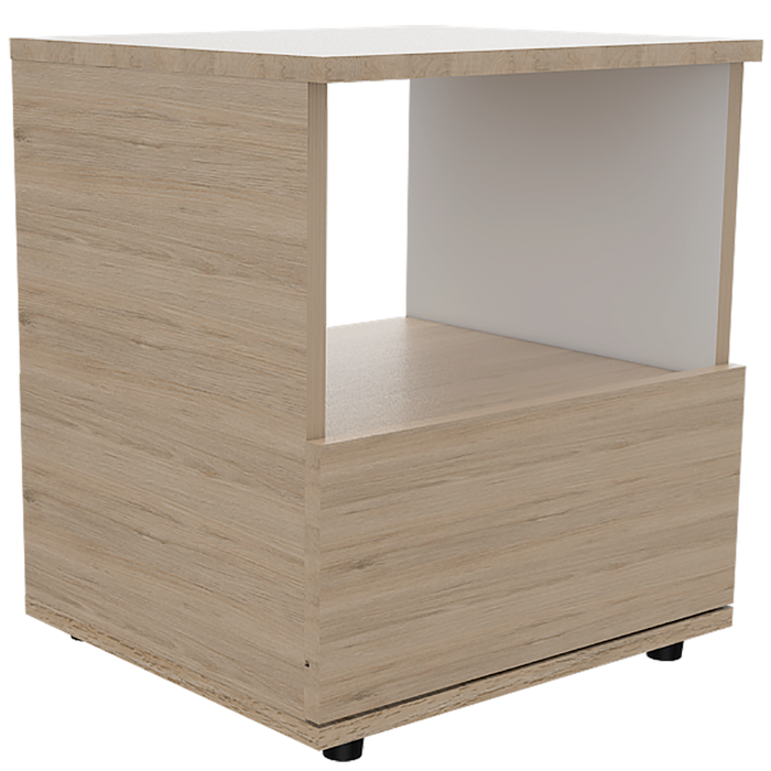 Mesa de noche oliver, beige, con un cajón inferior deslizable