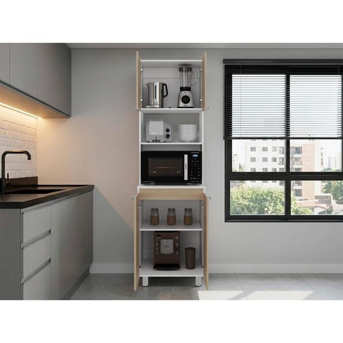 Módulo Microondas Diamante, Cartagena y Blanco, con Cuatro Puertas Batientes