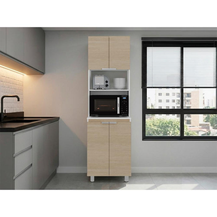 Módulo Microondas Diamante, Cartagena y Blanco, con Cuatro Puertas Batientes