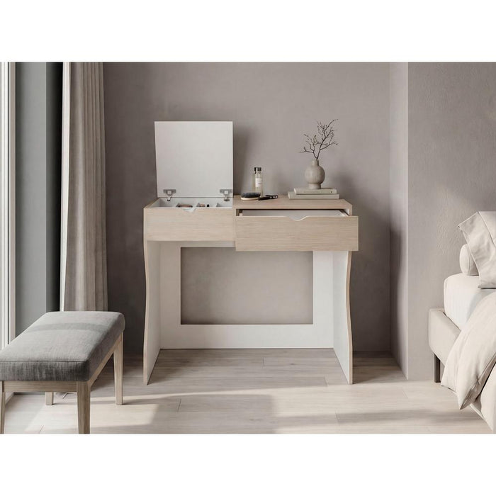Mueble Tocador Perlak, Cartagena y Blanco, con Dos Cajones