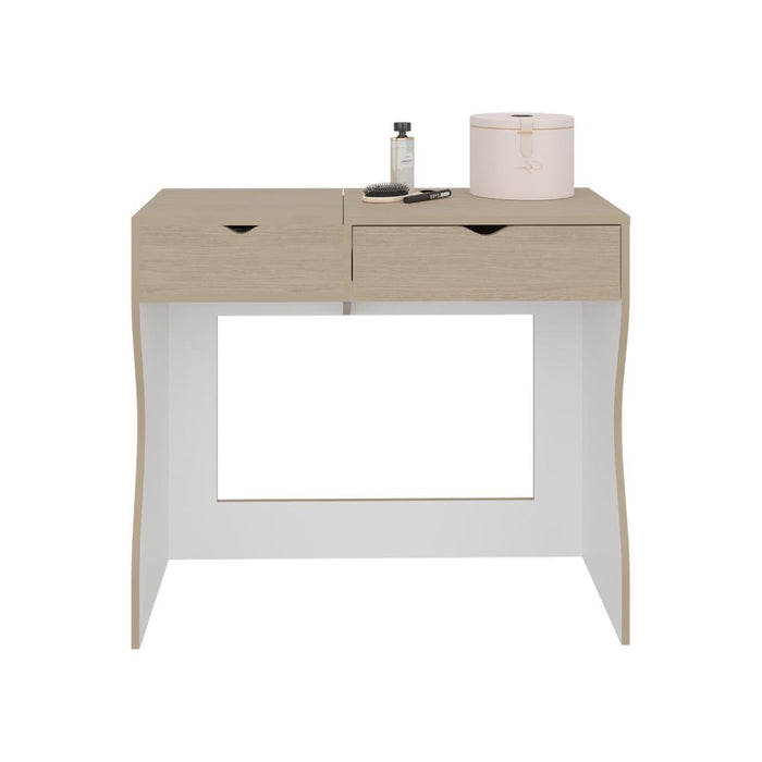 Mueble Tocador Perlak, Cartagena y Blanco, con Dos Cajones