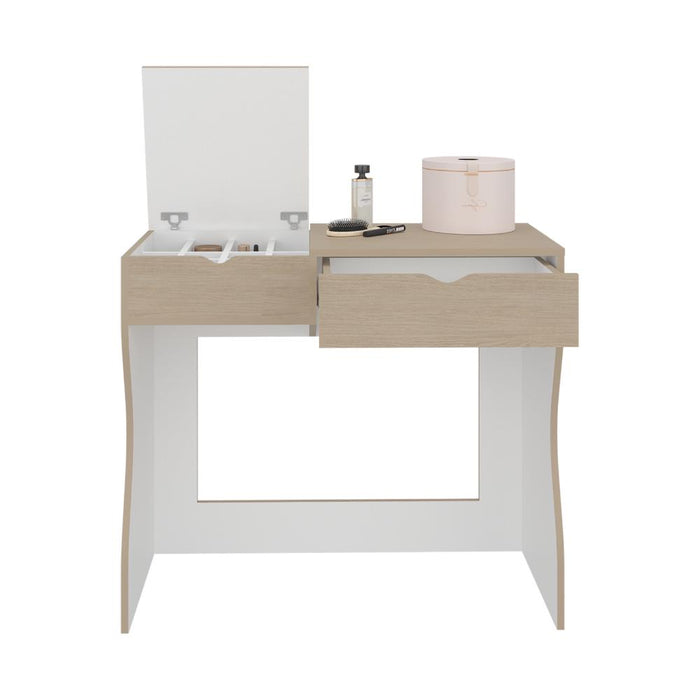 Mueble Tocador Perlak, Cartagena y Blanco, con Dos Cajones