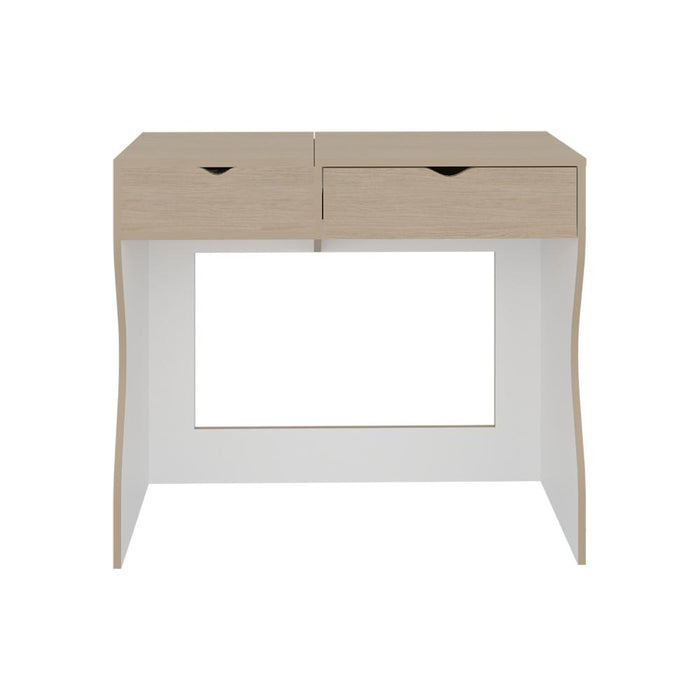 Mueble Tocador Perlak, Cartagena y Blanco, con Dos Cajones