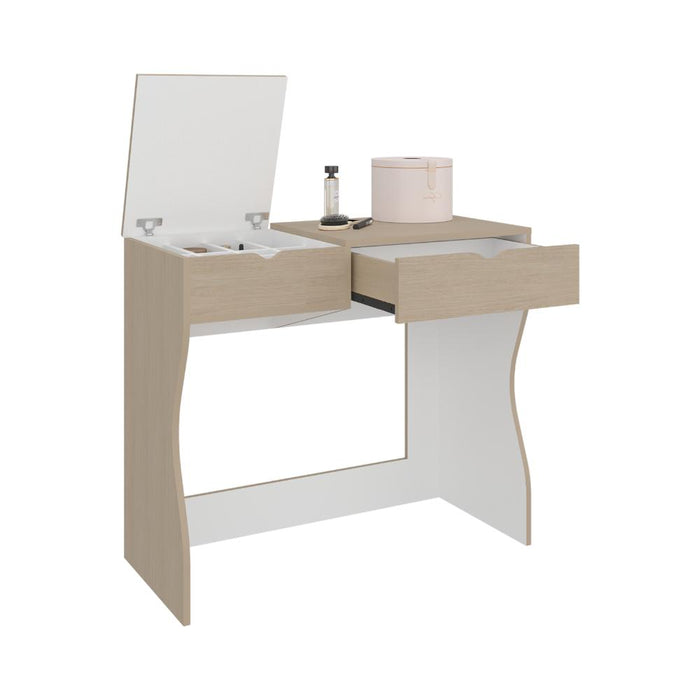 Mueble Tocador Perlak, Cartagena y Blanco, con Dos Cajones