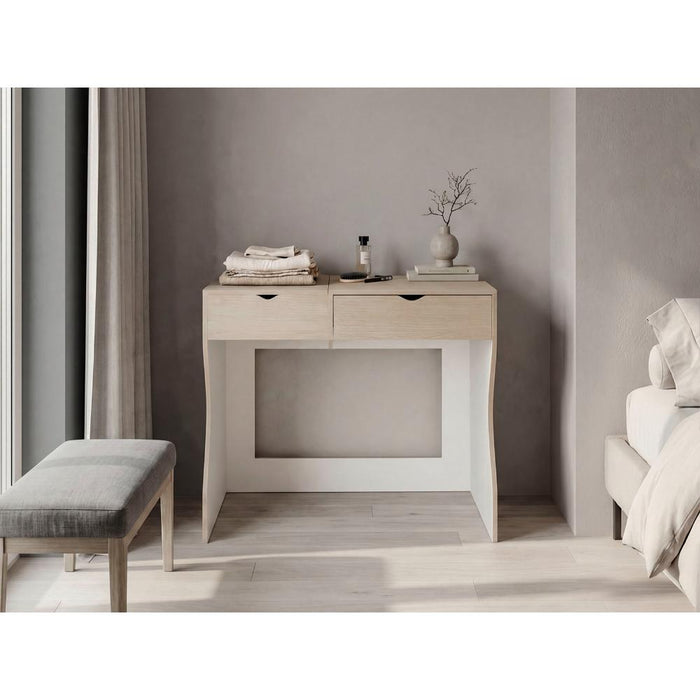 Mueble Tocador Perlak, Cartagena y Blanco, con Dos Cajones