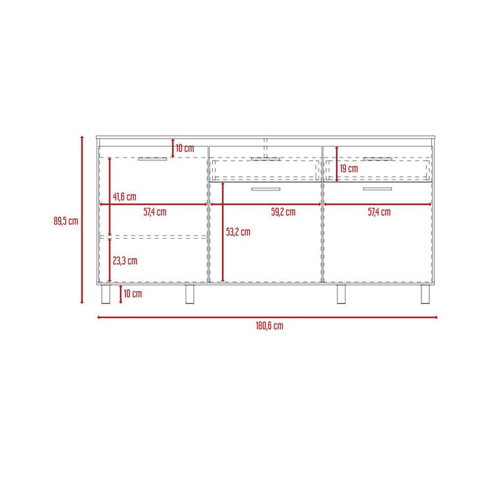 Gabinete Inferior Kazán 180, Beige y Nevado, con Gran Capacidad de Almacenamiento