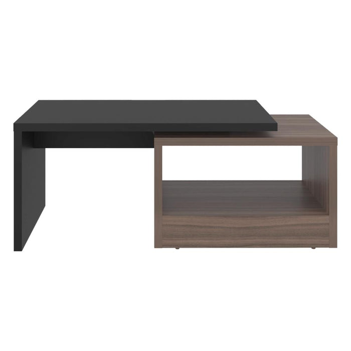Mesa de Centro Wesley, Wengue y Avellana, con espacios inferiores