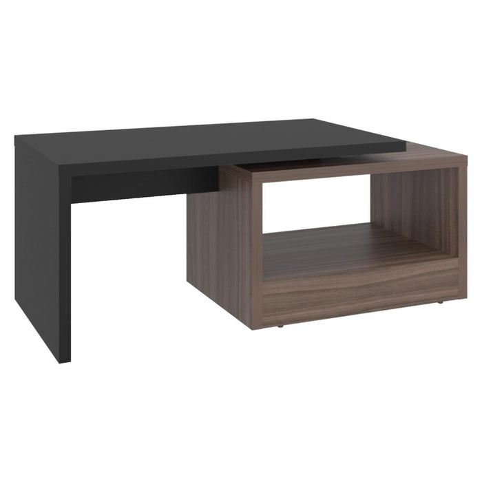 Mesa de Centro Wesley, Wengue y Avellana, con espacios inferiores