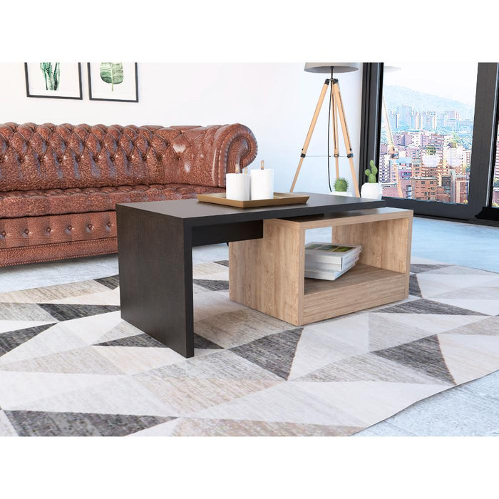 Mesa de Centro Wesley, Wengue y Fresno Europeo, con Amplio Espacio Ideal Para Ubicar Decoraciones