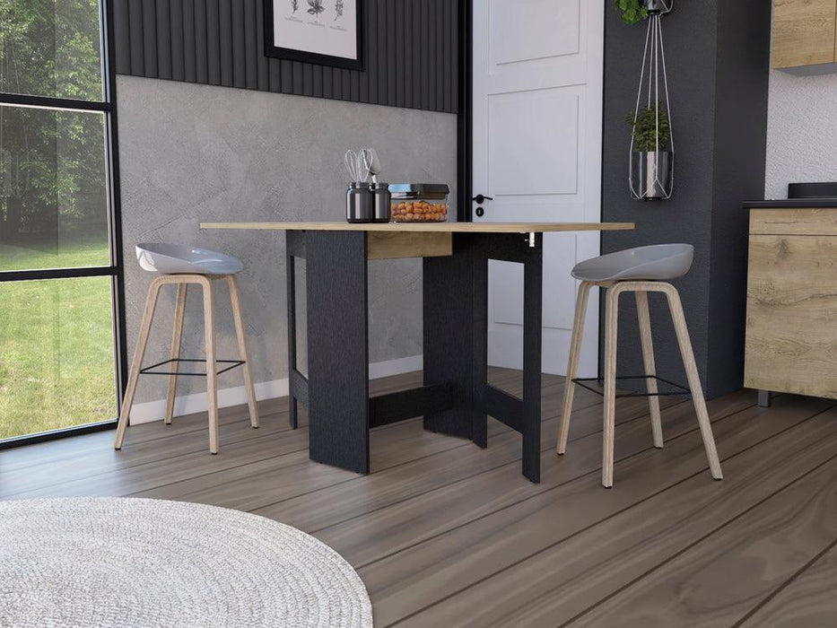 Mesa Auxiliar de Cocina Plegable Merida, Wengue y Fresno Europeo, con Amplia Superficie