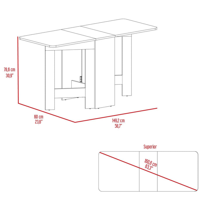 Mesa Auxiliar de Cocina Plegable Merida, Wengue y Fresno Europeo, con Amplia Superficie