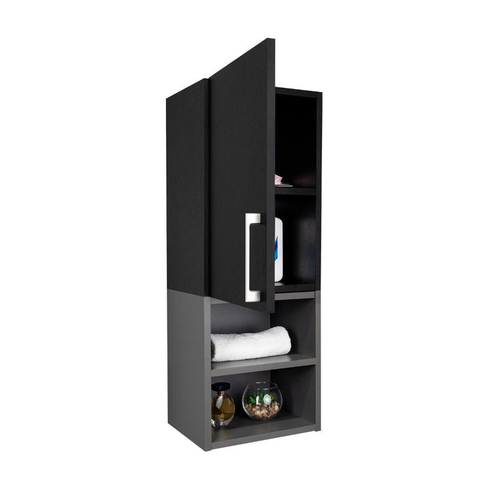 Gabinete de Baño Oporto, Wengue y Plata Oscuro, con espacio para guardar objetos de aseo personal