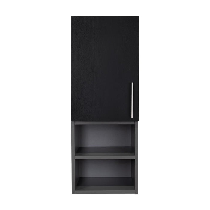 Gabinete de Baño Oporto, Wengue y Plata Oscuro, con espacio para guardar objetos de aseo personal